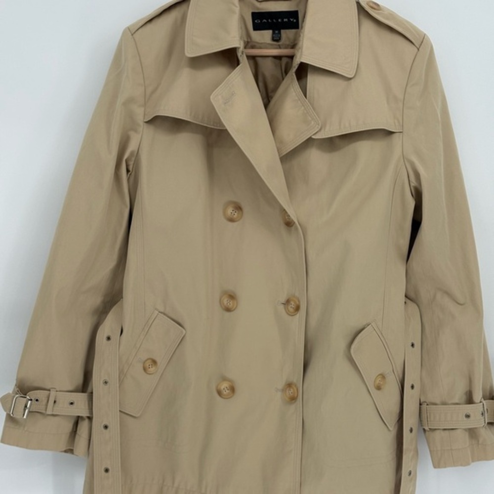 Gallery Khaki Double-Breasted Trench Coat